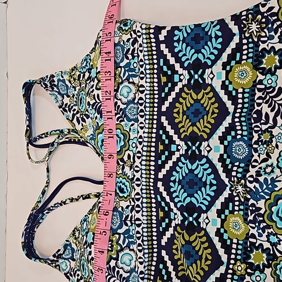 Mossimo 1-piece Swimsuit Blue & green Boho floral pattern Size L Strappy Back - Picture 16 of 17